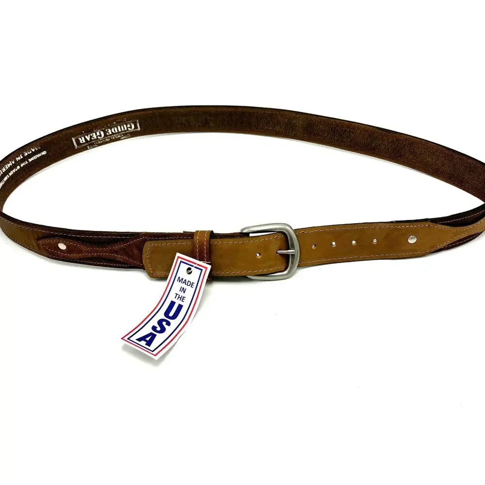 Cabelas Guide Gear Heavy Duty Western Belt 44 Brown Top Grain Leather Cowboy USA